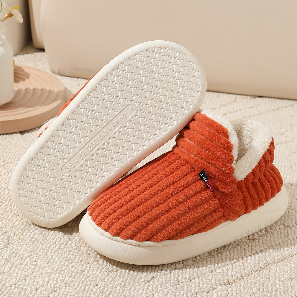 Cozy Corduroy Plush Lined House Slippers