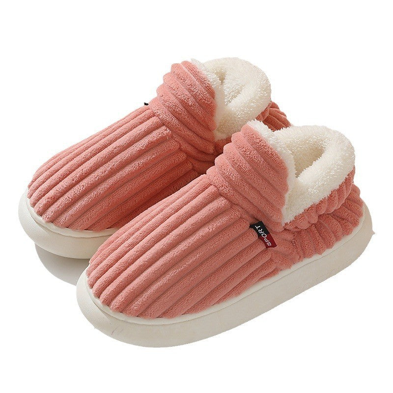 Cozy Corduroy Plush Lined House Slippers