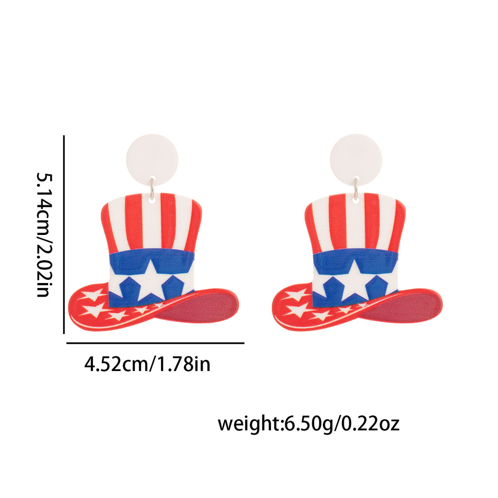 Americana Heart And Hat Dangle Earrings - Hat