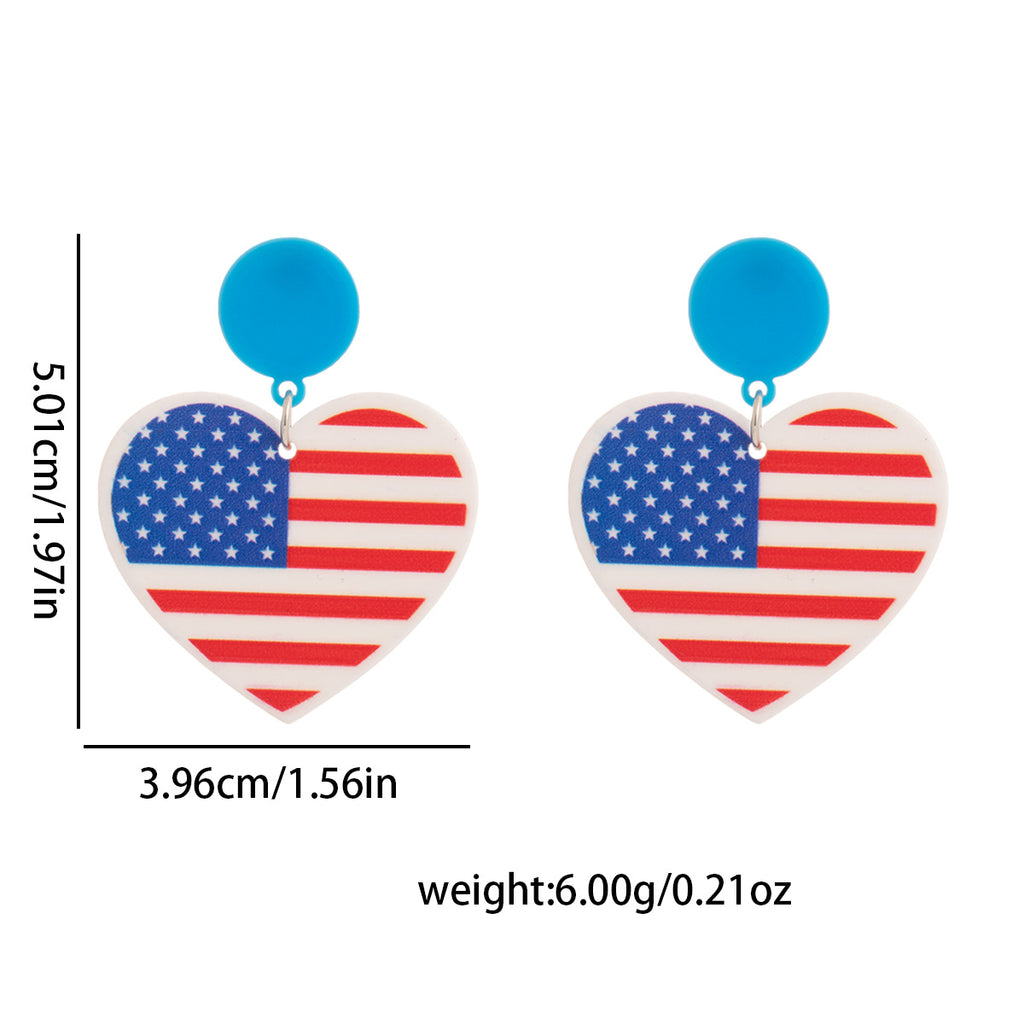 Americana Heart And Hat Dangle Earrings - Love