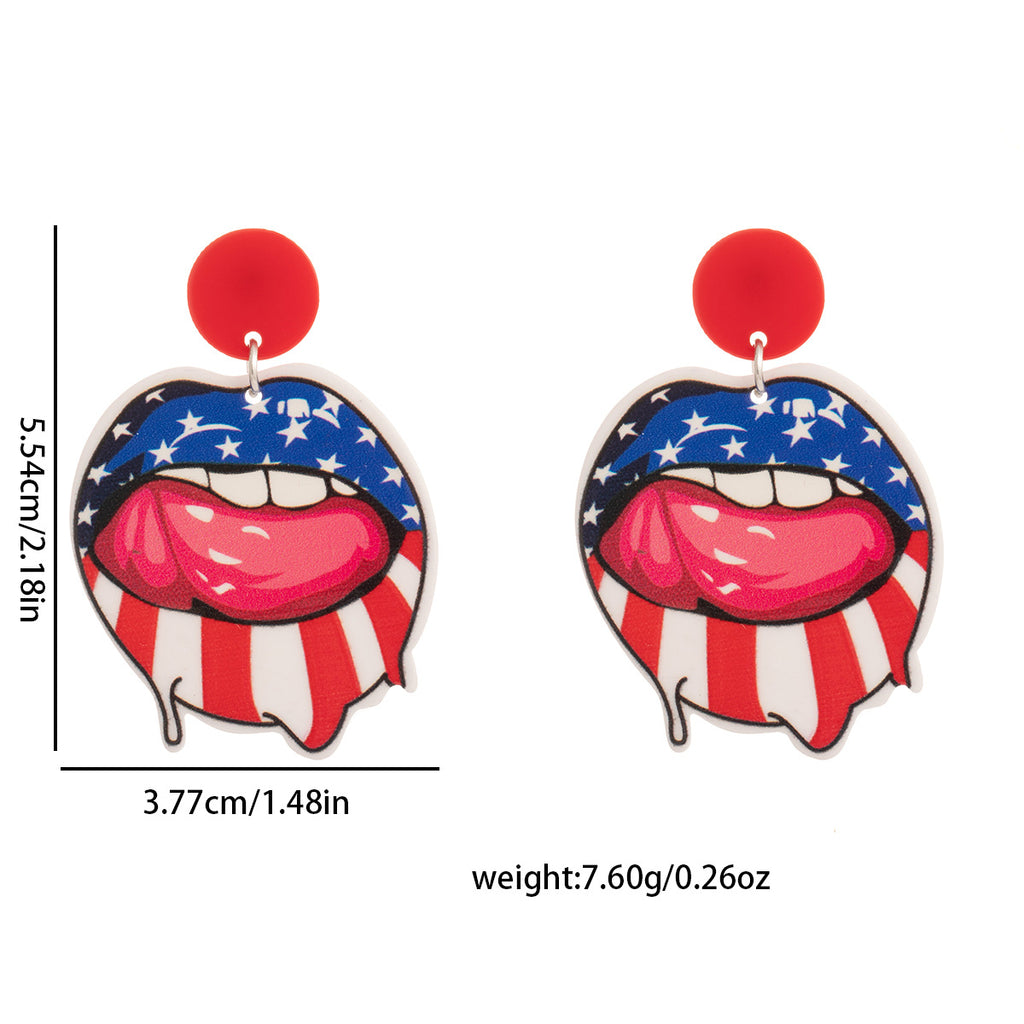 Americana Heart And Hat Dangle Earrings - Mouth