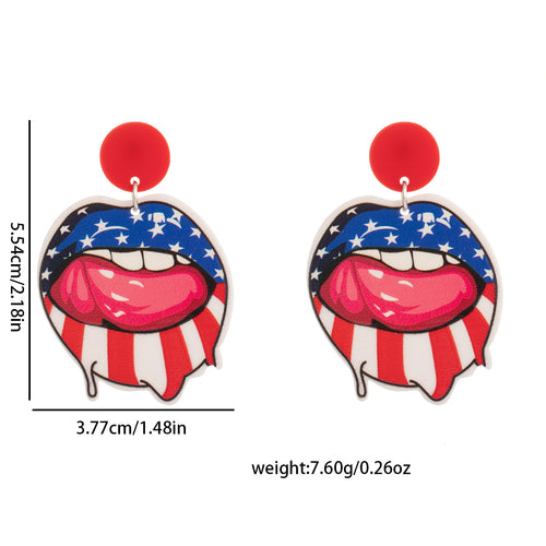 Americana Heart And Hat Dangle Earrings - Mouth
