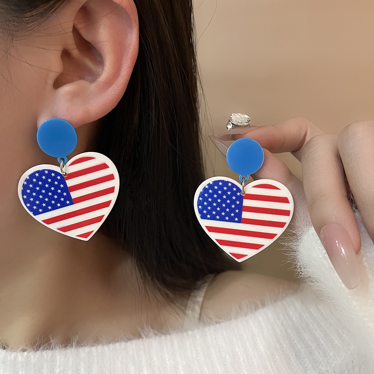 Americana Heart And Hat Dangle Earrings