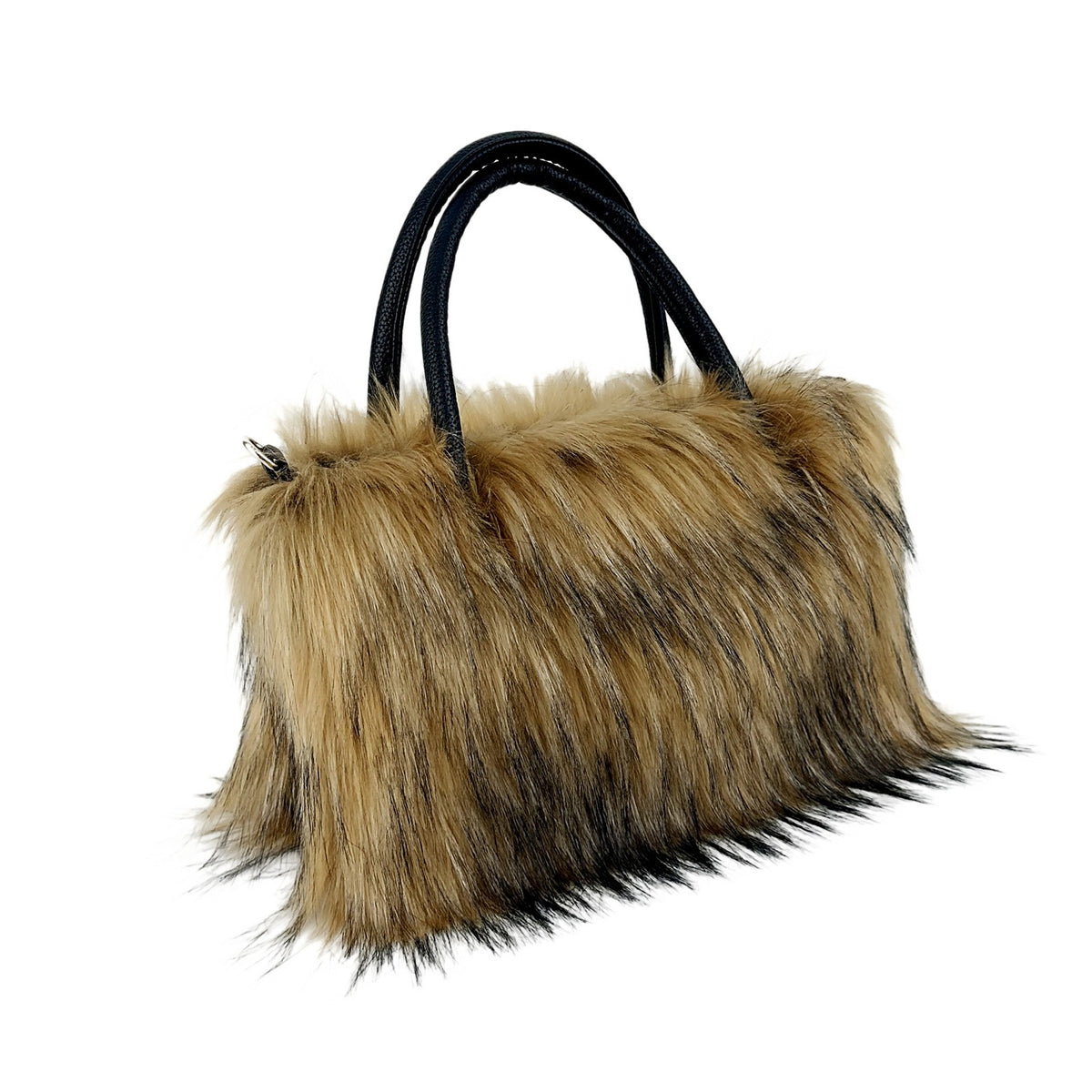 Shaggy Faux Fur Top Handle Bag with Strap