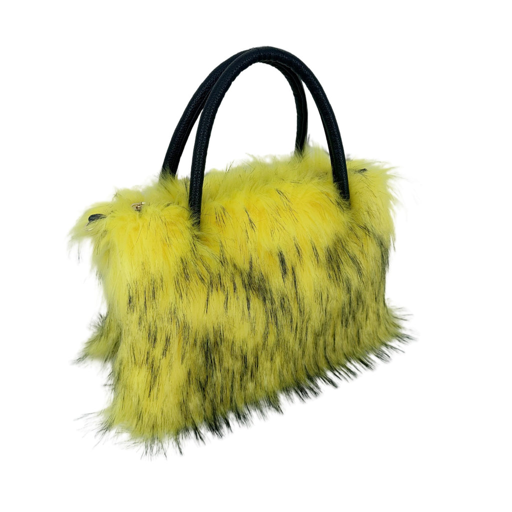 Shaggy Faux Fur Top Handle Bag with Strap