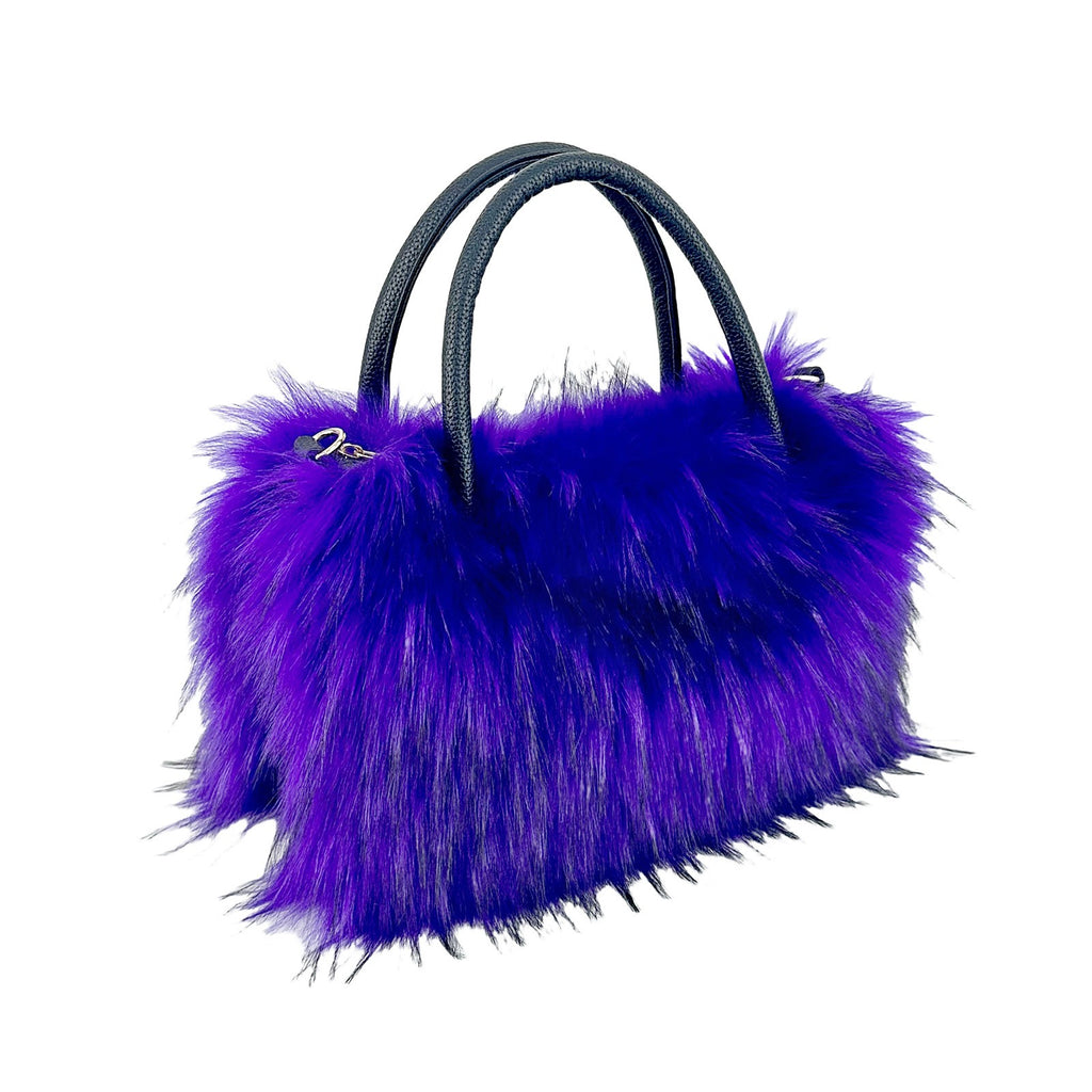 Shaggy Faux Fur Top Handle Bag with Strap