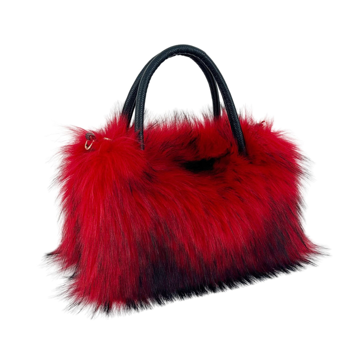 Shaggy Faux Fur Top Handle Bag with Strap