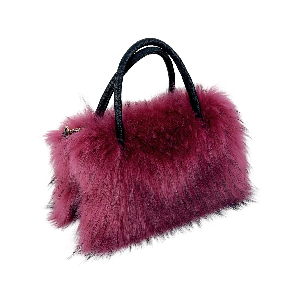 Shaggy Faux Fur Top Handle Bag with Strap