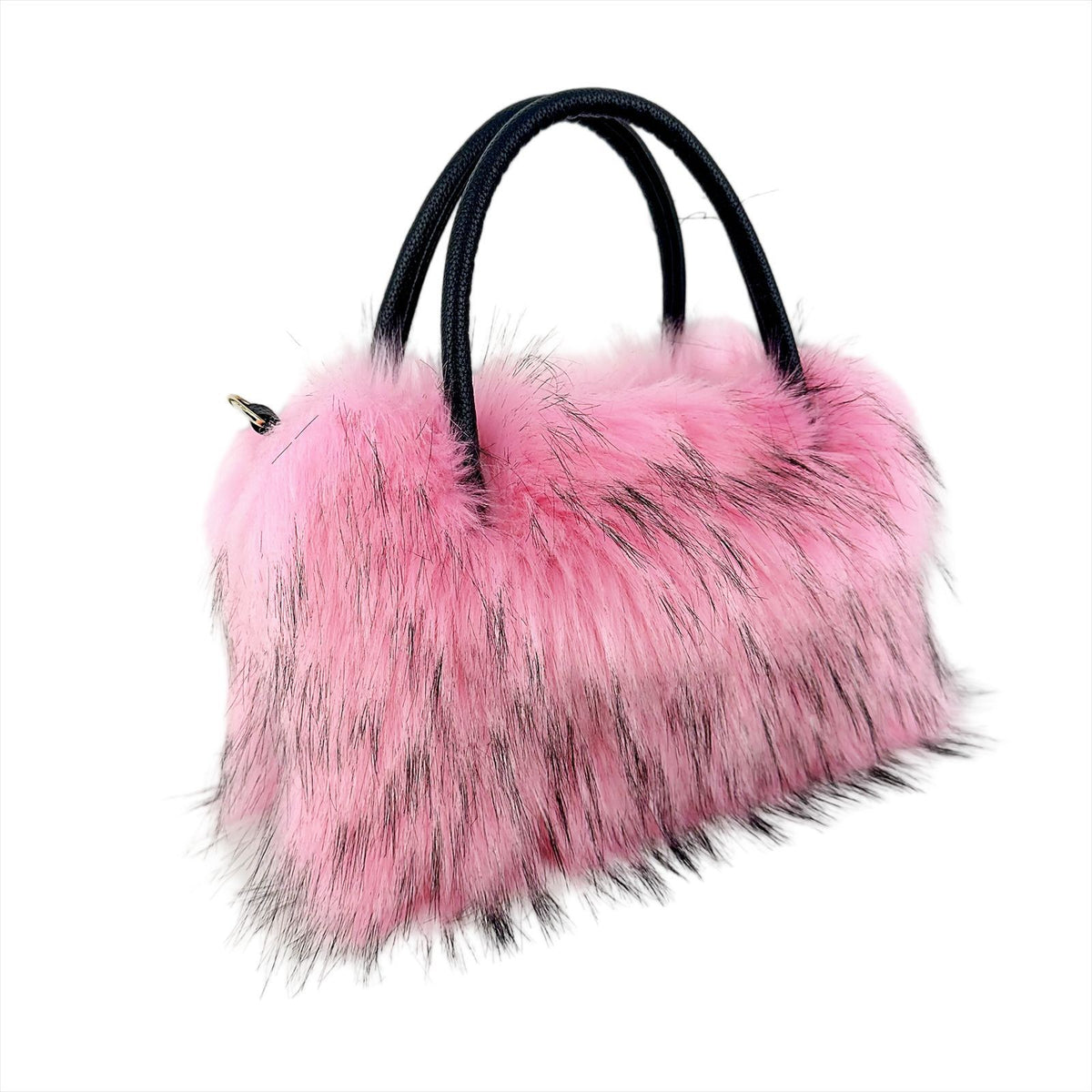 Shaggy Faux Fur Top Handle Bag with Strap
