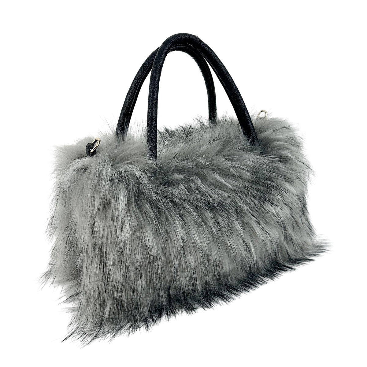 Shaggy Faux Fur Top Handle Bag with Strap