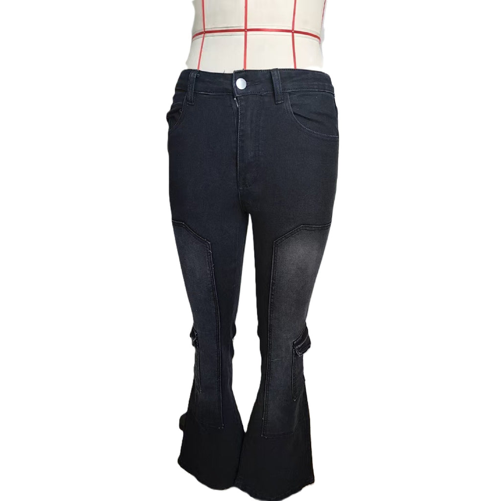 Low Rise Slim Fit Flare Jeans - Black