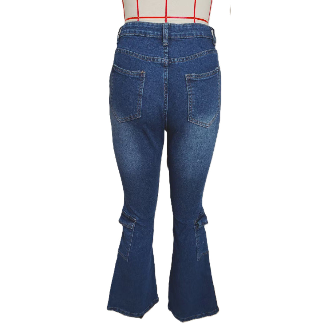 Low Rise Slim Fit Flare Jeans - Blue - 1