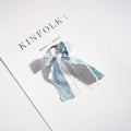 Denim Print Bow Lace Ribbon Keychain - Blue