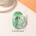Oval Hair Claw Clip in Floral and Marble Prints - Green
