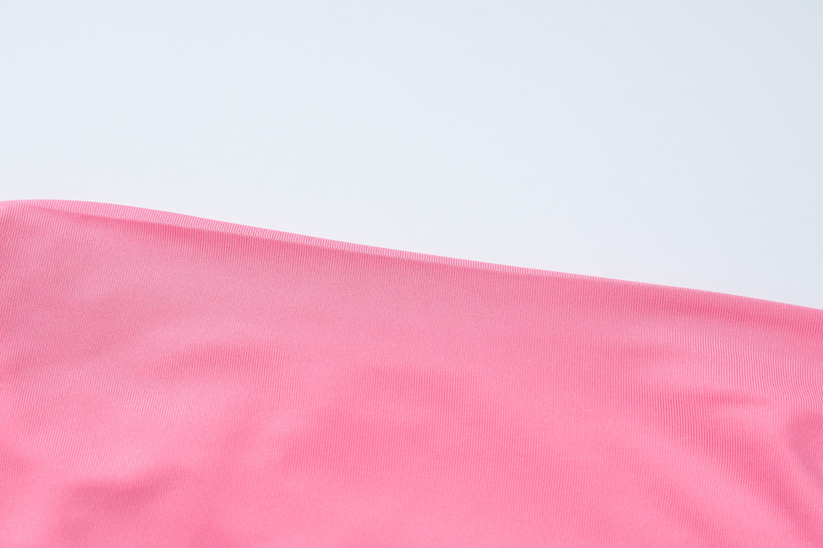Ruched Bandeau Fishtail Maxi Dress - Pink - 9