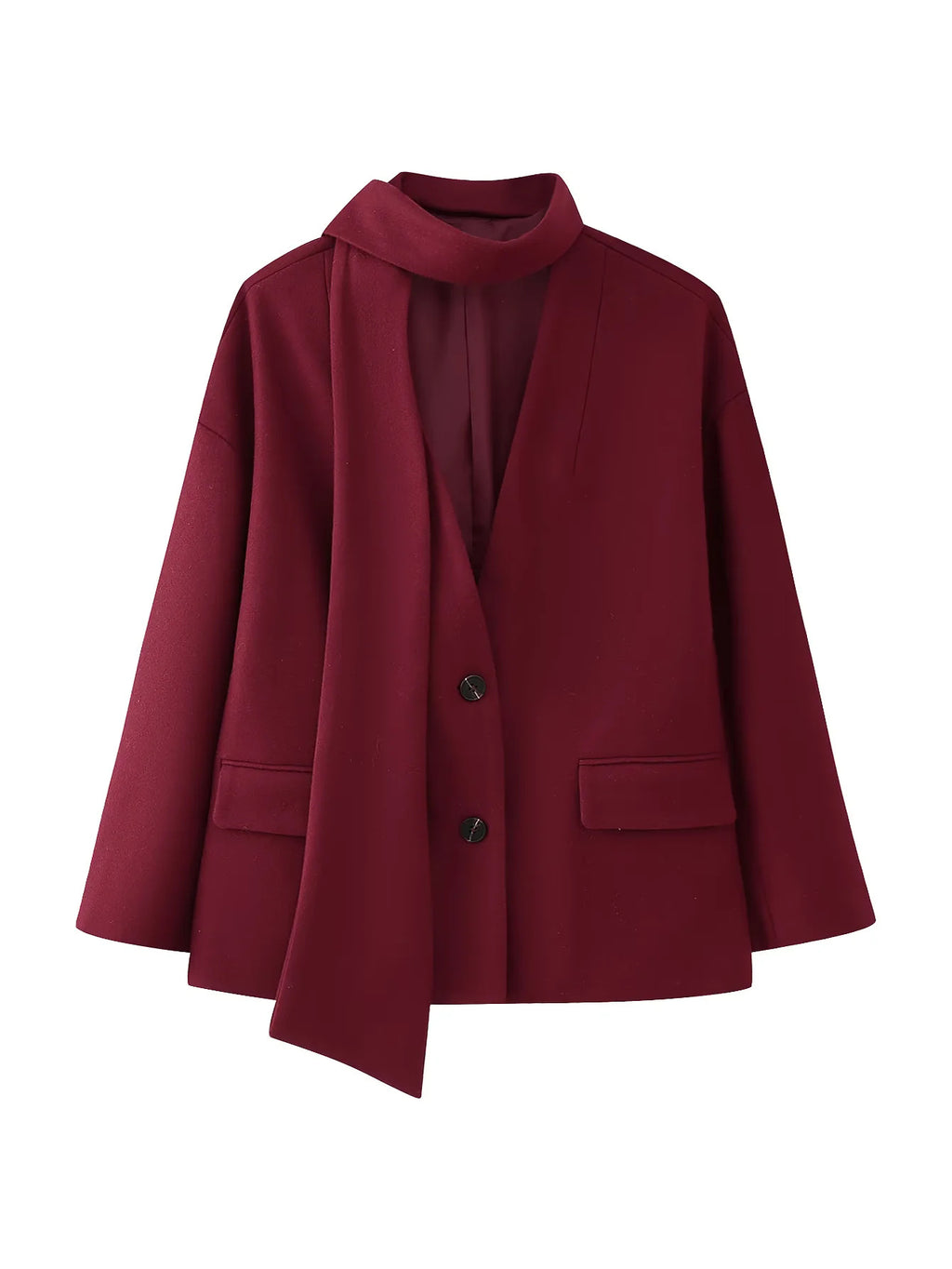 Draped Scarf Neck Relaxed Blazer