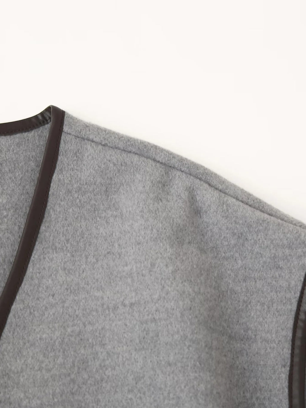 Grey Contrast Trim Belted Wrap Coat - Grey - 9