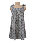 Tie Strap Babydoll Mini Dress With Floral Skirt - Mauve