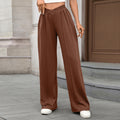Crossover Waist Wide Leg Pull-On Pants - Brown