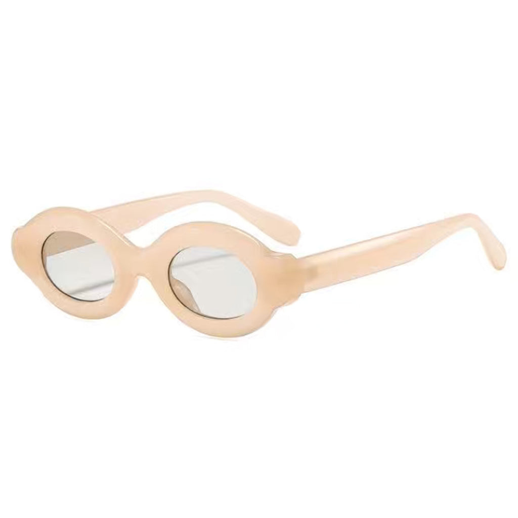 Chunky Oval Sunglasses With Sculpted Arms - Pink
