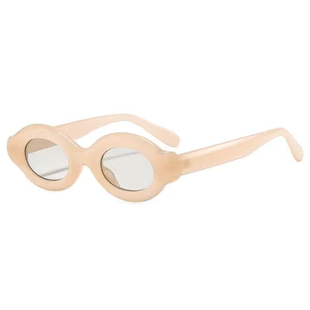 Chunky Oval Sunglasses With Sculpted Arms - Pink