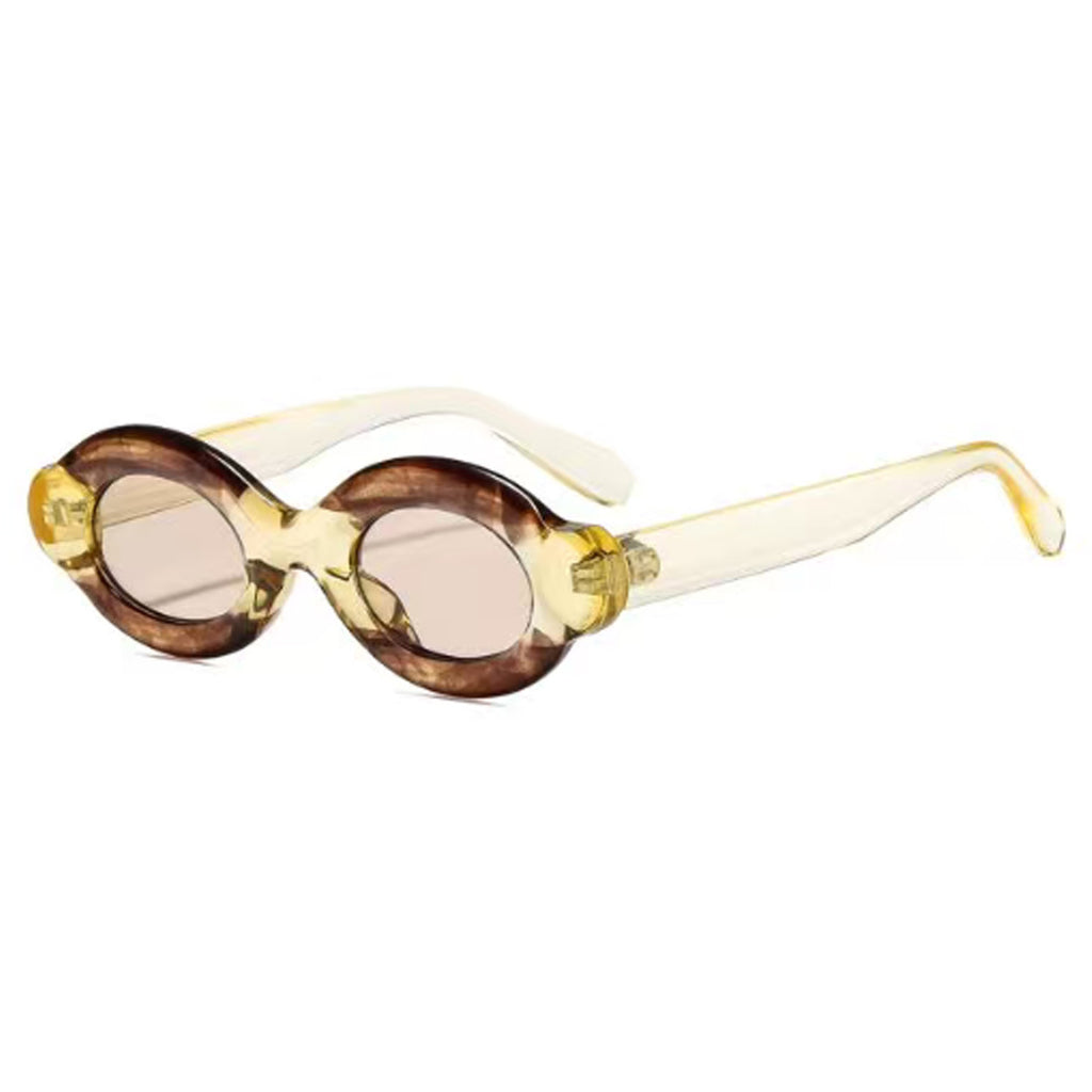 Chunky Oval Sunglasses With Sculpted Arms - Yellow