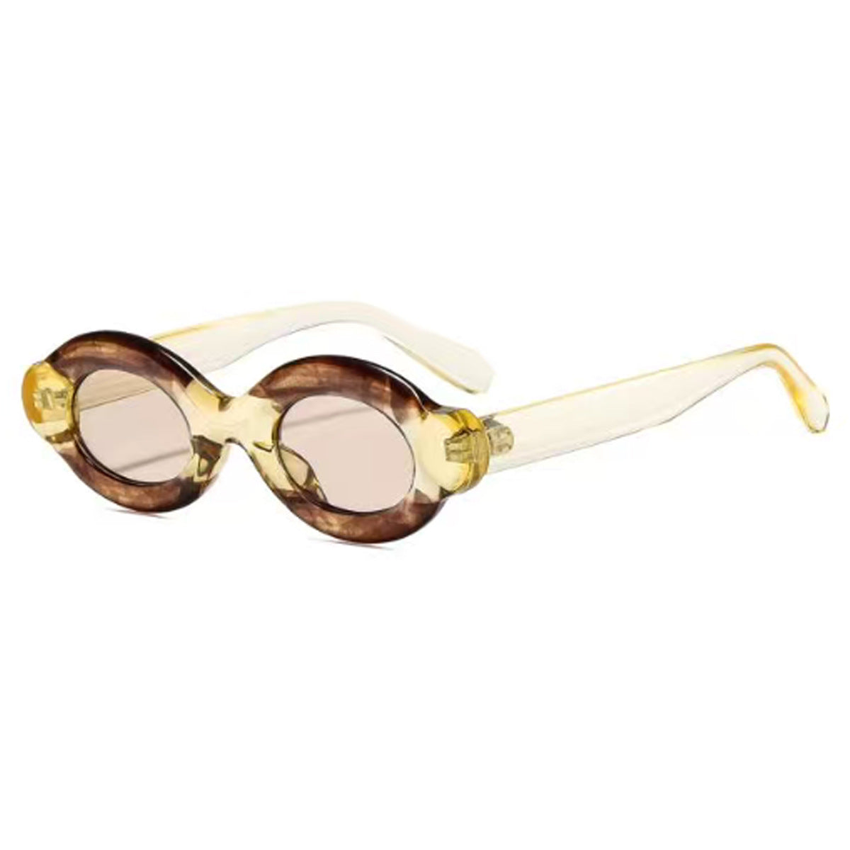 Chunky Oval Sunglasses With Sculpted Arms - Yellow