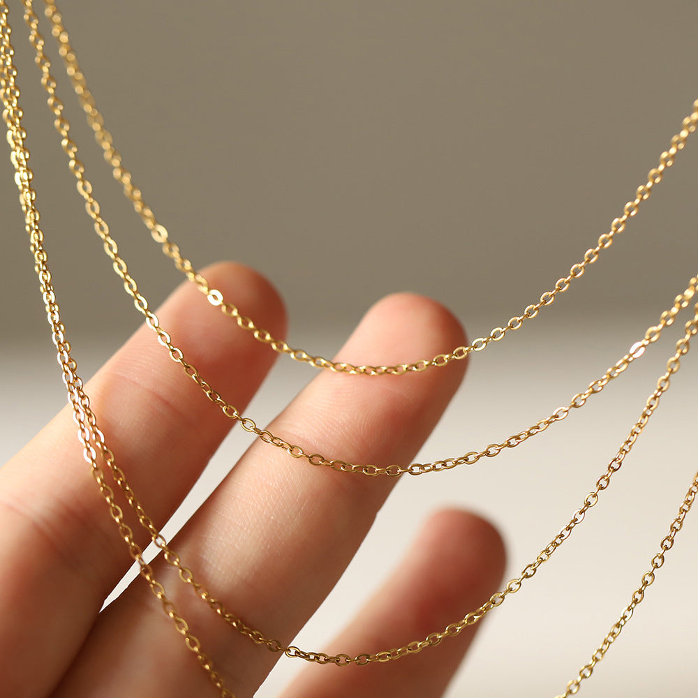 Four Row Layered Fine Chain Necklace - Gold - 1