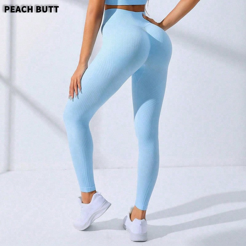 Ribbed Seamless Crop Tee and Leggings Workout Set
