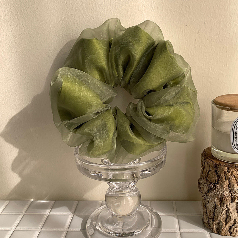Satin Hair Scrunchie In Smooth Or Sheer Mesh Style - C1