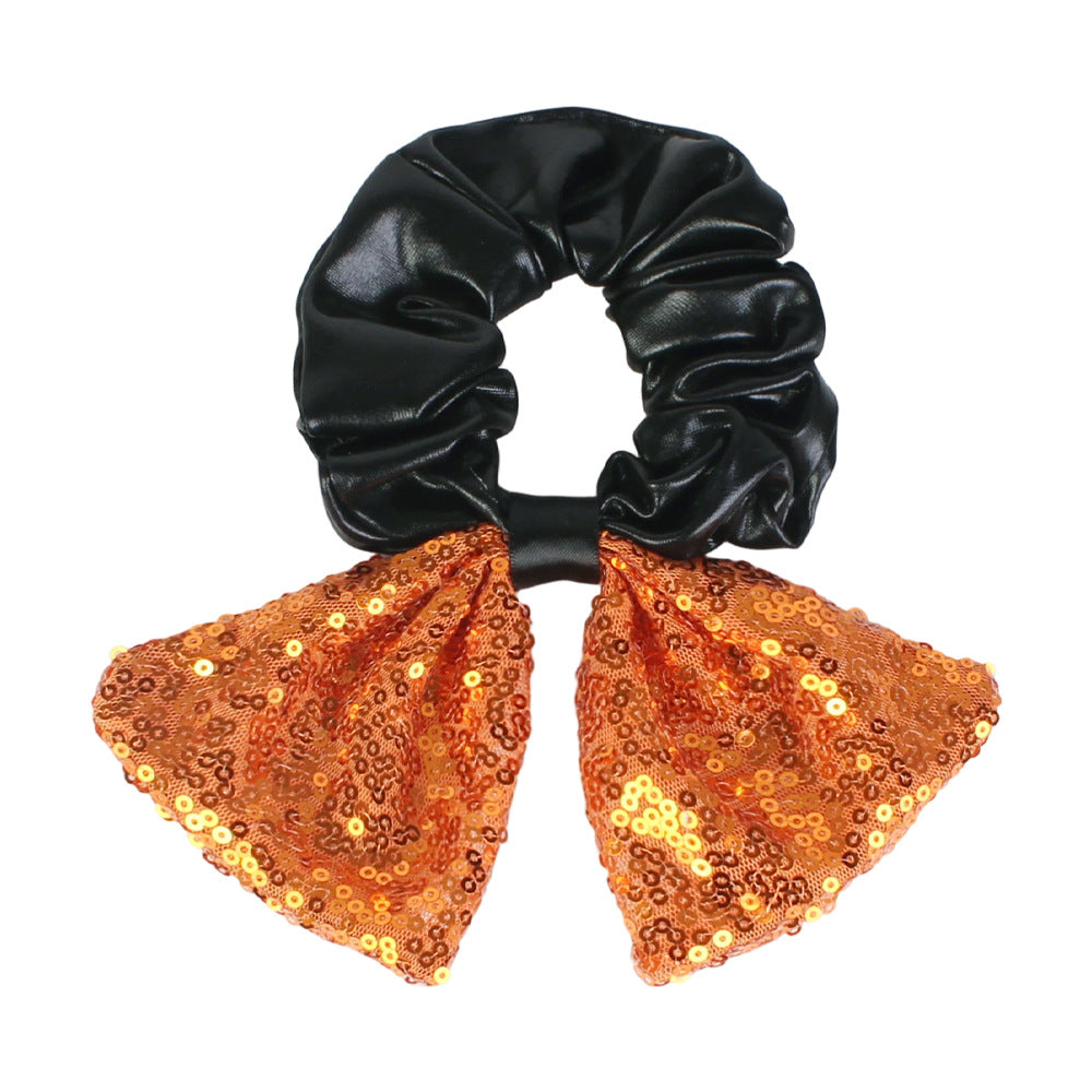 Sequin Bow Hair Tie For Halloween Parties - Orange