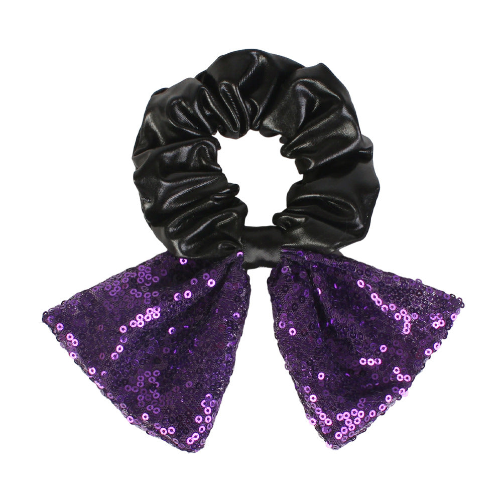 Sequin Bow Hair Tie For Halloween Parties - Purple