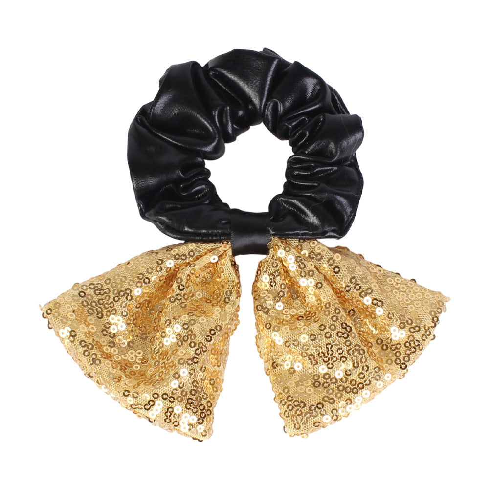 Sequin Bow Hair Tie For Halloween Parties - Yellow