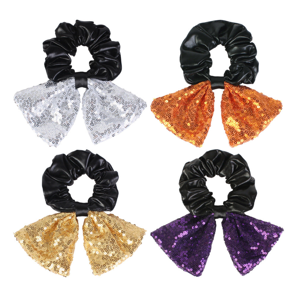 Sequin Bow Hair Tie For Halloween Parties