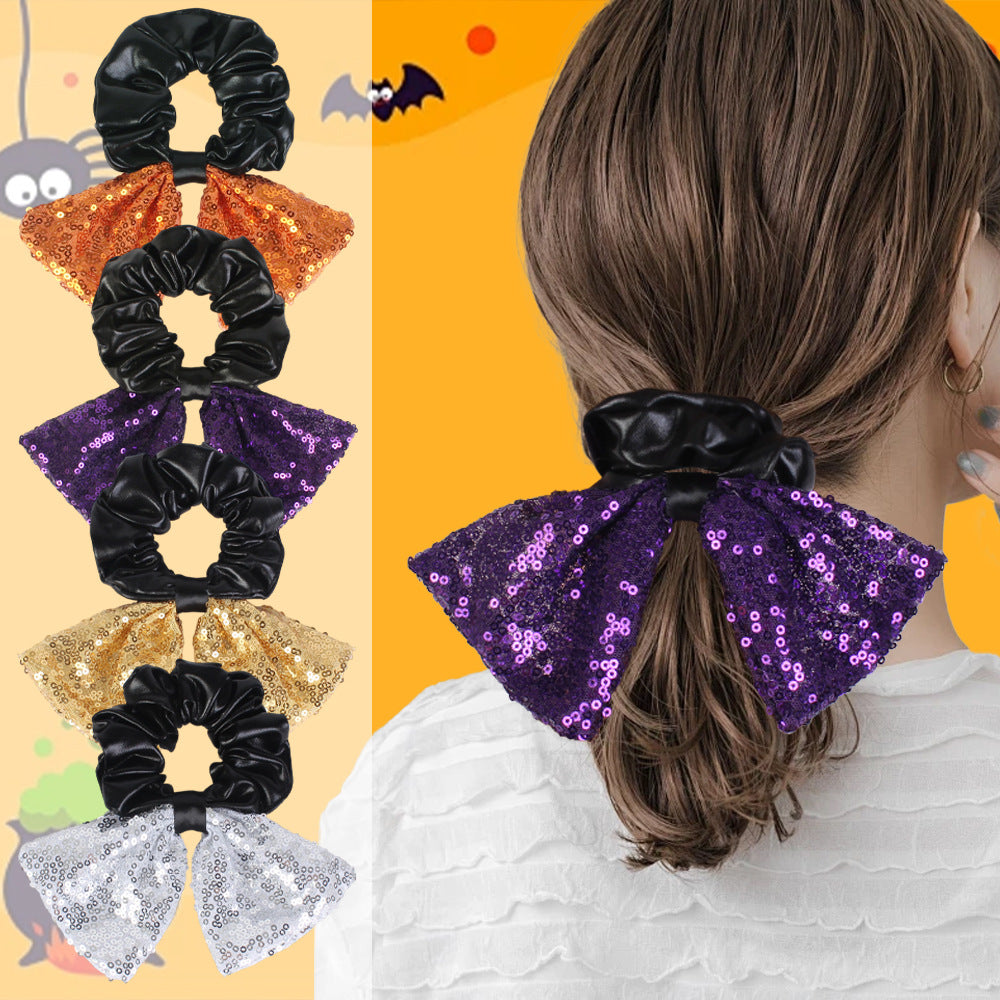 Sequin Bow Hair Tie For Halloween Parties - view 2