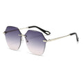 Rimless Hexagonal Cut Edge Sunglasses - Gray