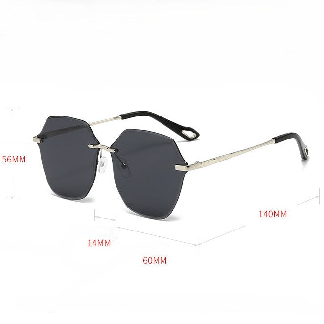 Rimless Hexagonal Cut Edge Sunglasses - view 1