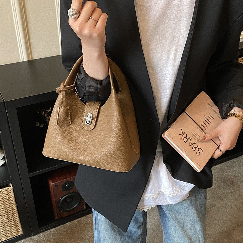 Slouchy Turn Lock Bucket Bag with Pouch