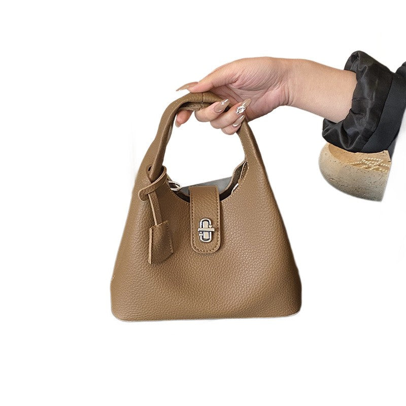Slouchy Turn Lock Bucket Bag with Pouch