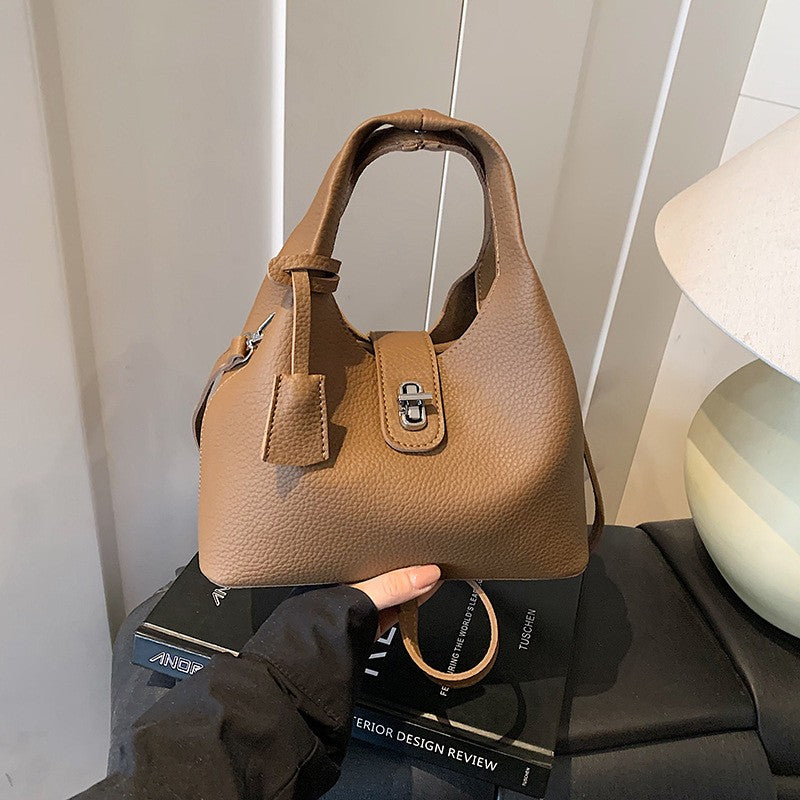 Slouchy Turn Lock Bucket Bag with Pouch