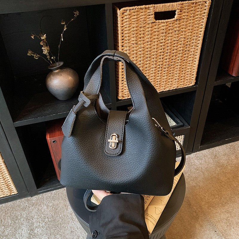 Slouchy Turn Lock Bucket Bag with Pouch