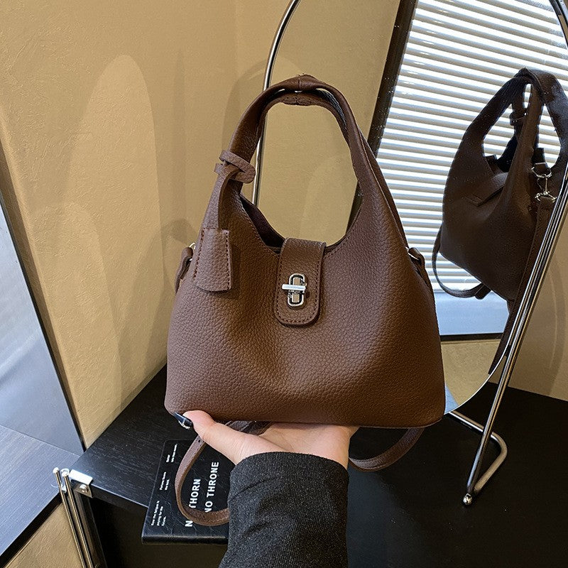 Slouchy Turn Lock Bucket Bag with Pouch