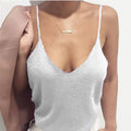 Sparkle Knit V Neck Cami Top - White