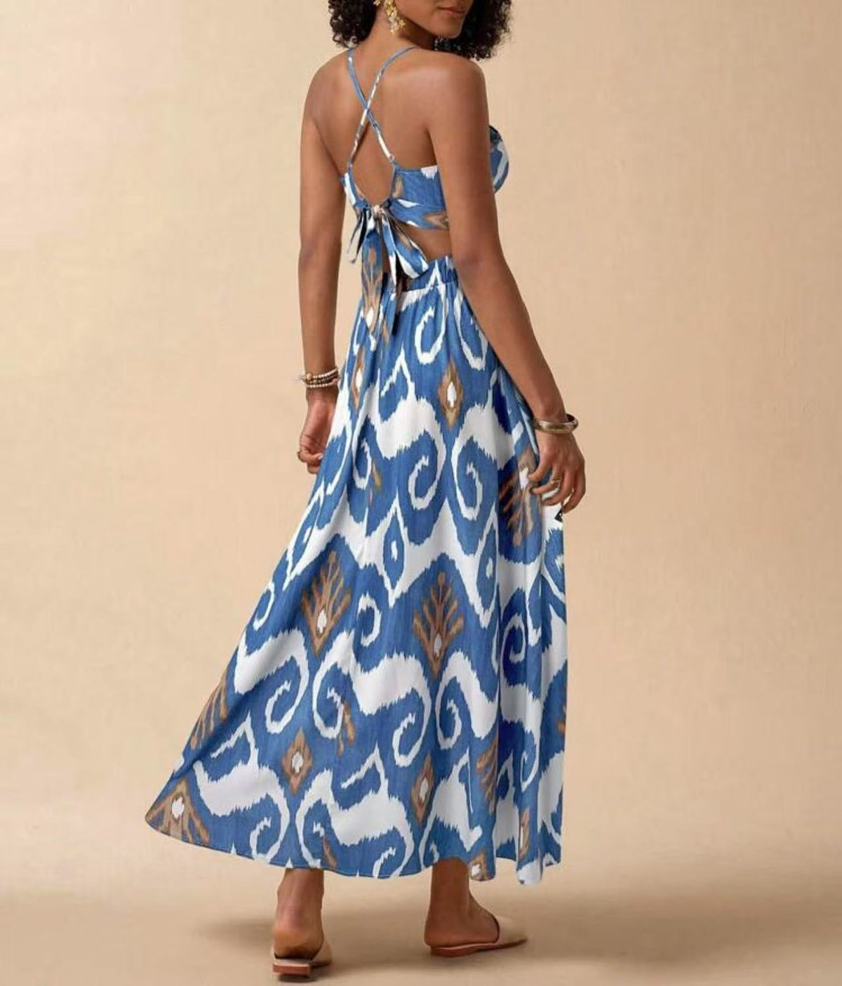 Ikat Print Cami Top And Skirt Set - Blue - 1
