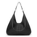 Oversized Slouchy Faux Leather Hobo Bag - Black