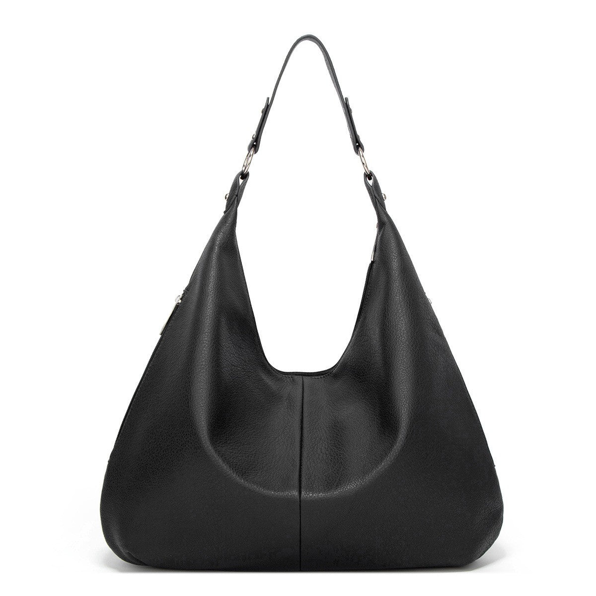 Oversized Slouchy Faux Leather Hobo Bag - Black