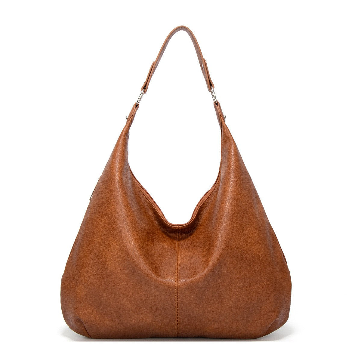 Oversized Slouchy Faux Leather Hobo Bag - Cognac