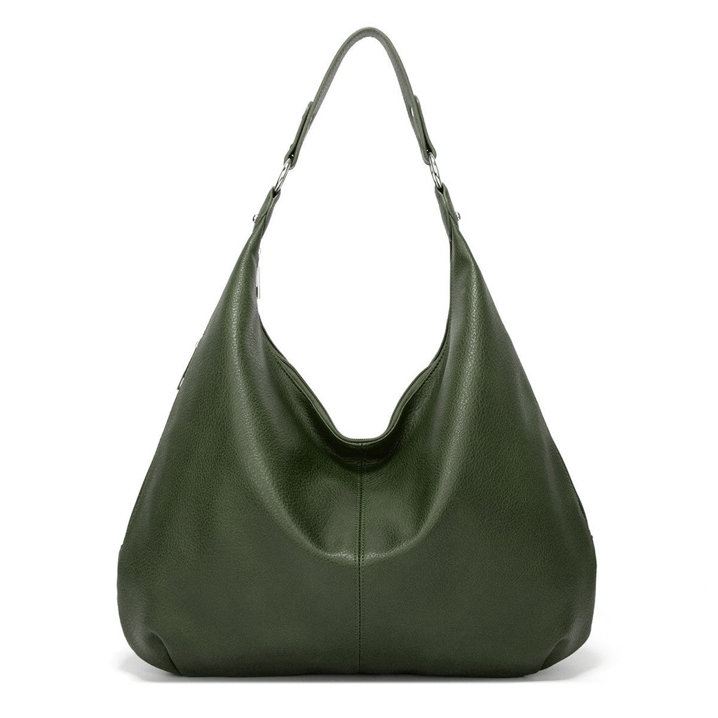 Oversized Slouchy Faux Leather Hobo Bag - Forest Green