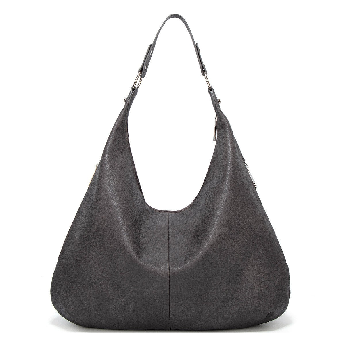 Oversized Slouchy Faux Leather Hobo Bag - Grey