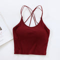 Cross Strap Padded Ribbed Cami Top - Burgundy